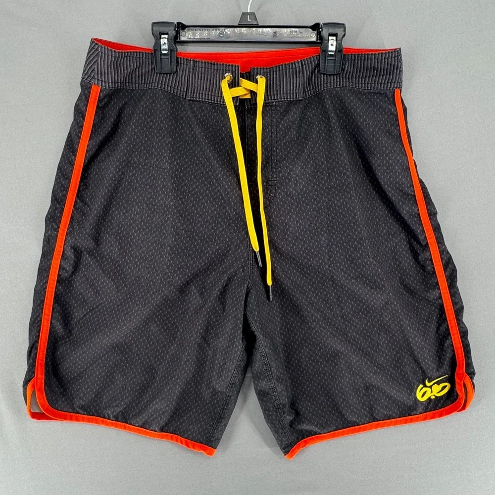Nike 6.0 Mens Board Shorts Black Orange Yellow Size 31 404587-010 Surf Swimwear